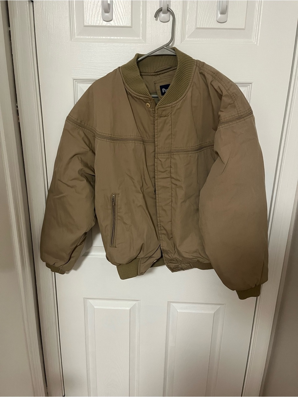 Tan Quilted Bomber Jacket